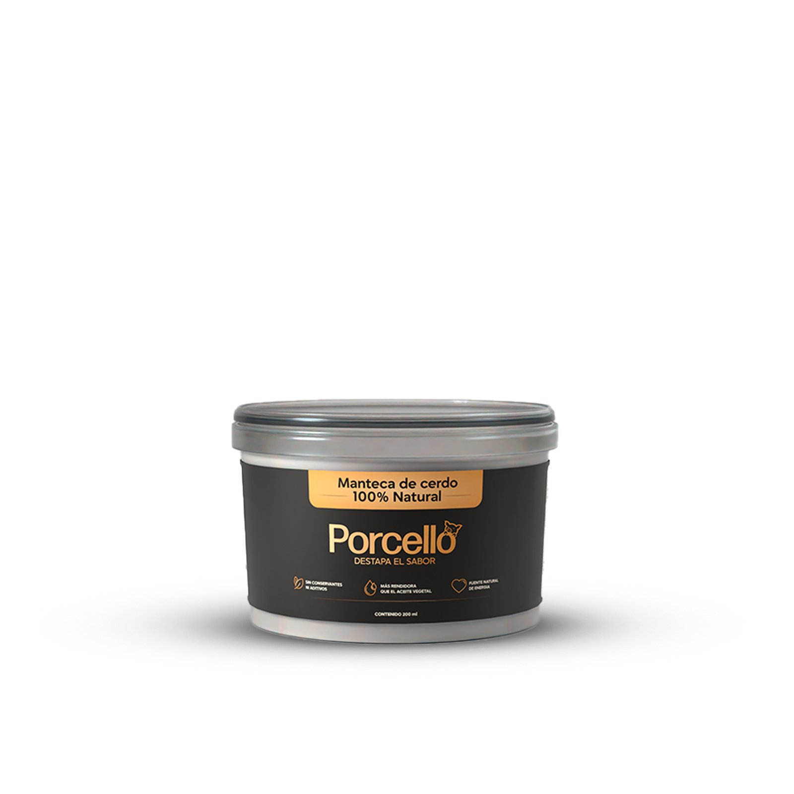 Manteca de cerdo PORCELLO · Manteca de cerdo 250 ml — Plástico