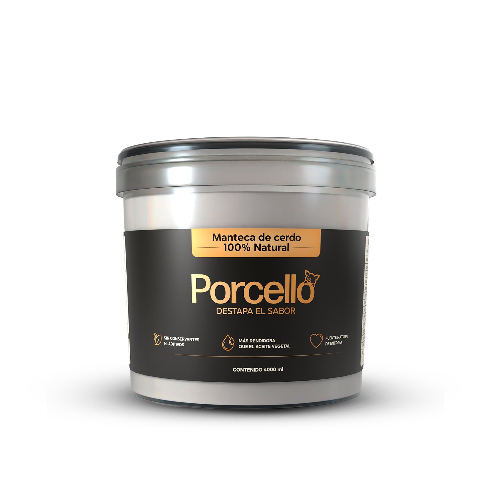 Manteca de cerdo PORCELLO · Manteca de cerdo 4 L — Plástico