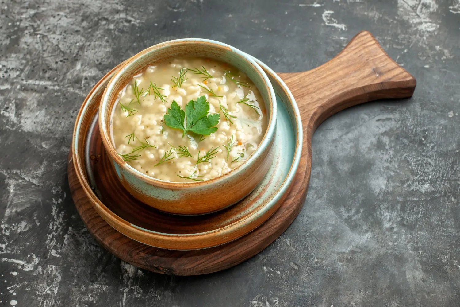 Sopa de avena con manteca de cerdo PORCELLO